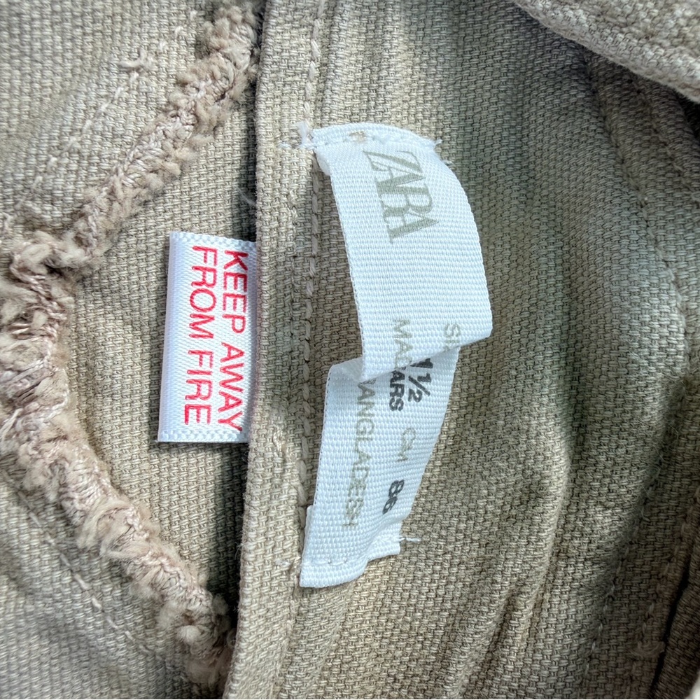 Zara Toddler Overalls 1.5-2 Years Neutral Khaki Dungarees - Picture 3 of 5